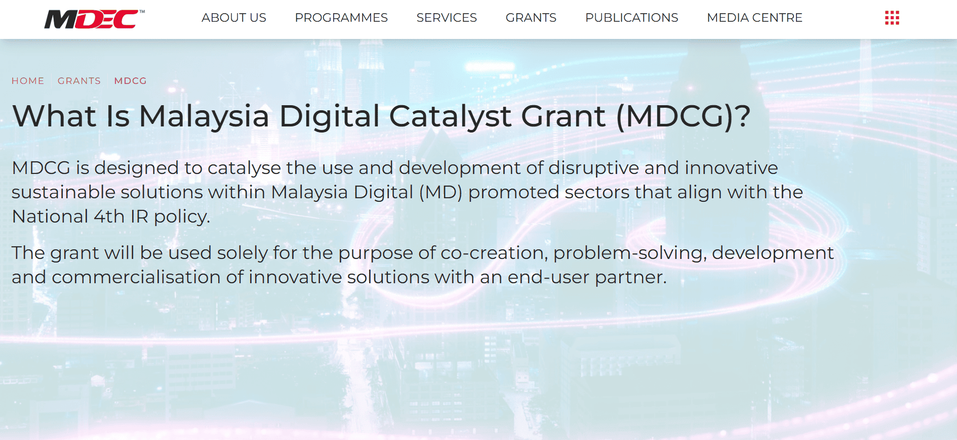 mdcg sme grant