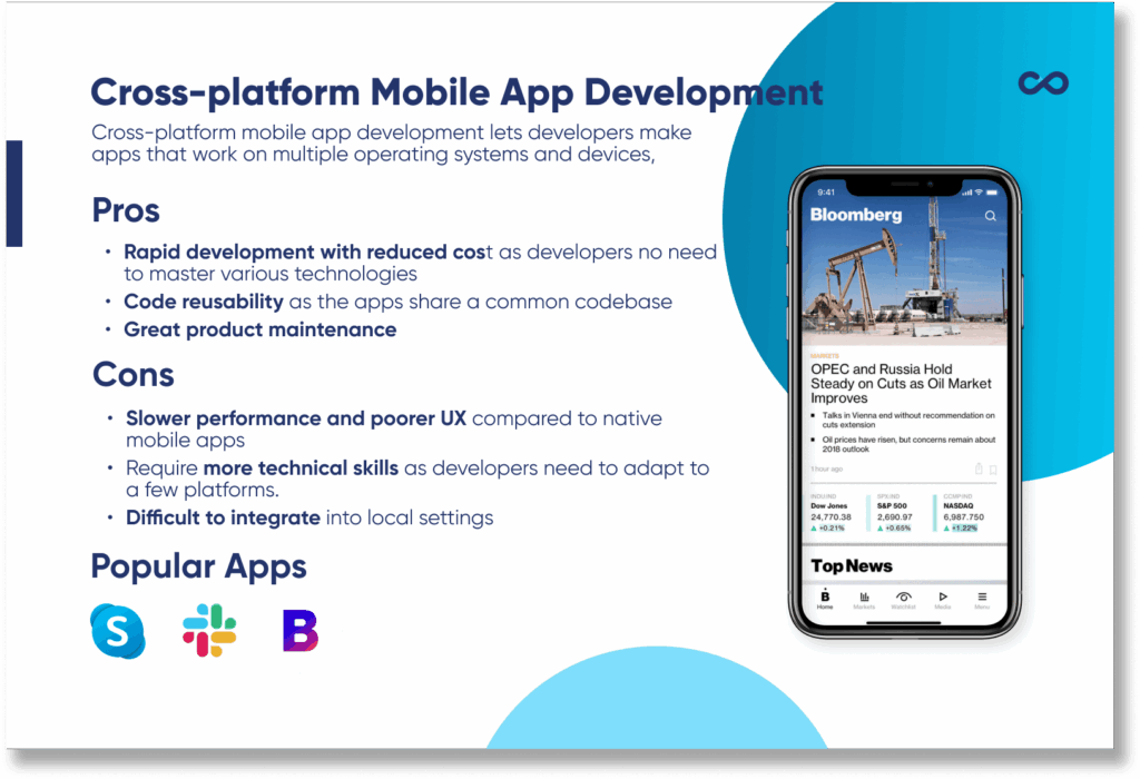 Illustration of cross platform mobile app development pros and cons prepared by VeecoTech