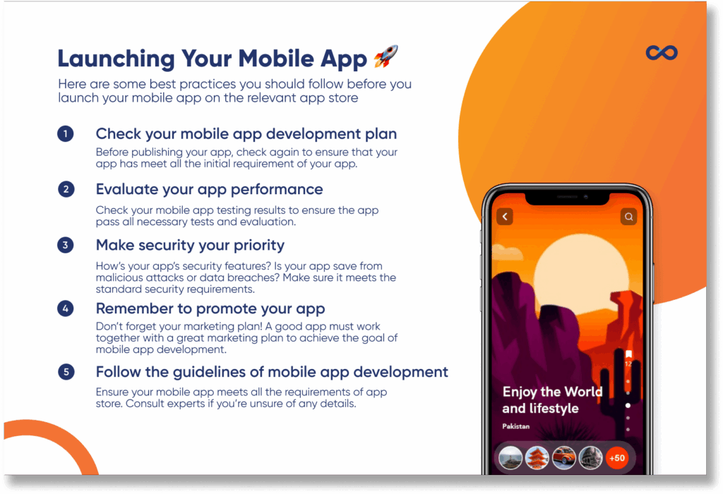 Illustration of launching mobile app steps in VeecoTech