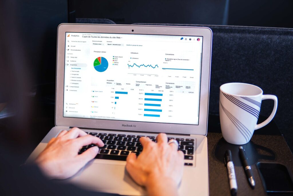 A laptop showing analytics