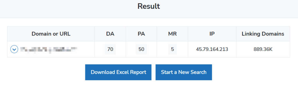 A screenshot of Small SEO tool for DA checker
